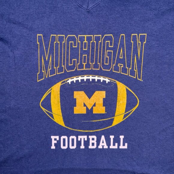 Womens Small University Of Michigan Wolverine’s Football T-Shirt Blue College - Picture 1 of 4
